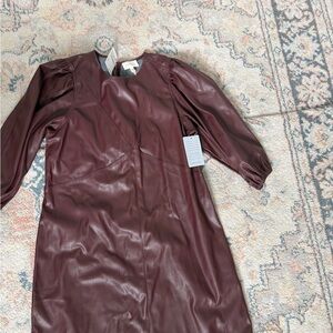 Nordstrom Faux Leather Dress in Burgundy